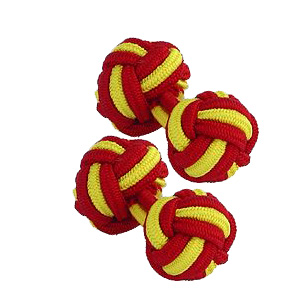 Red & Yellow Silk Knot Cufflinks